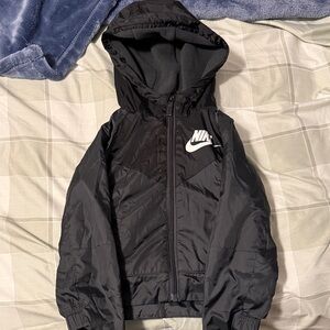 Nike Black Hooded Windbreaker with White Swoosh